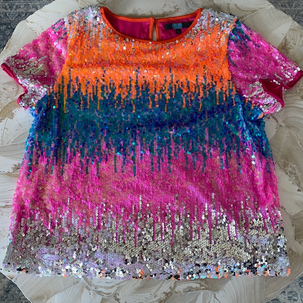 Anthropologie Eva Franco MULTICOLOR SEQUINED TEE